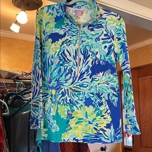 Women's Blue and Green Popover